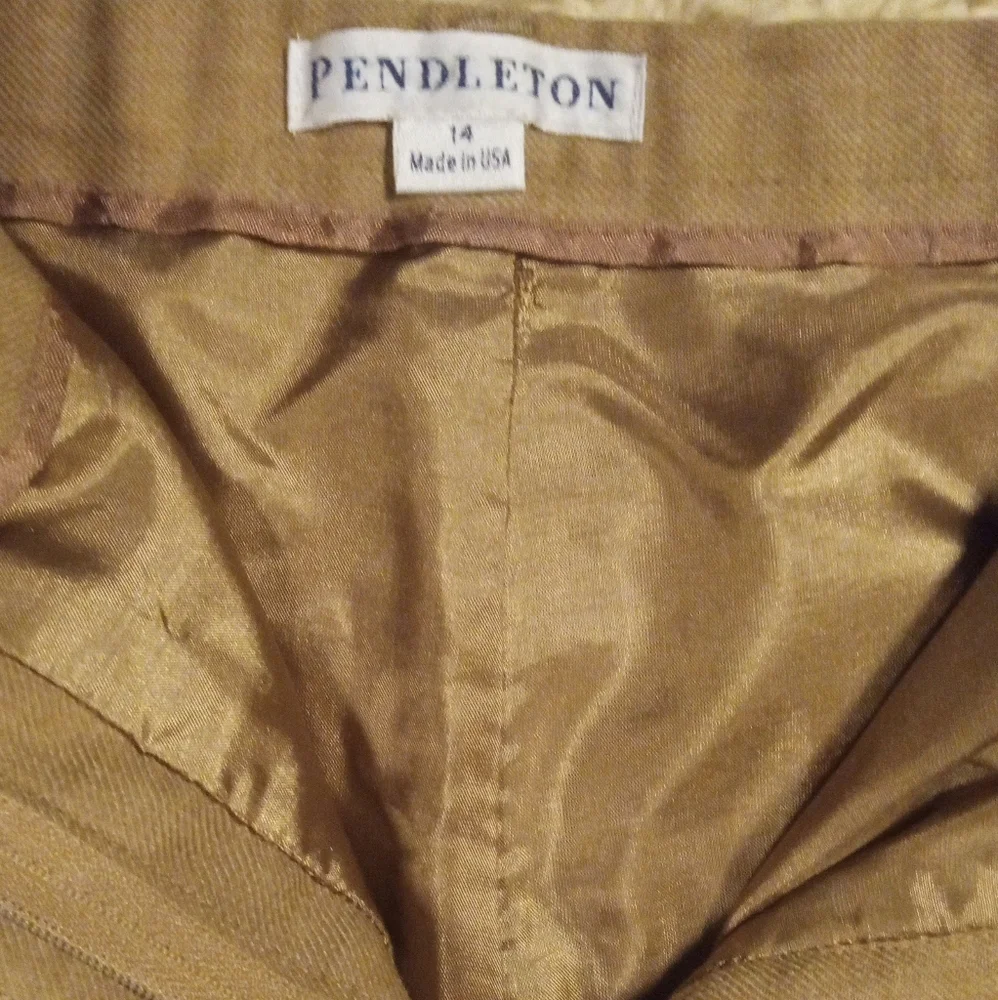 Pendleton Camel Virgin Wool Dress Slacks Pockets Career Office Size 14 - Picture 10 of 11